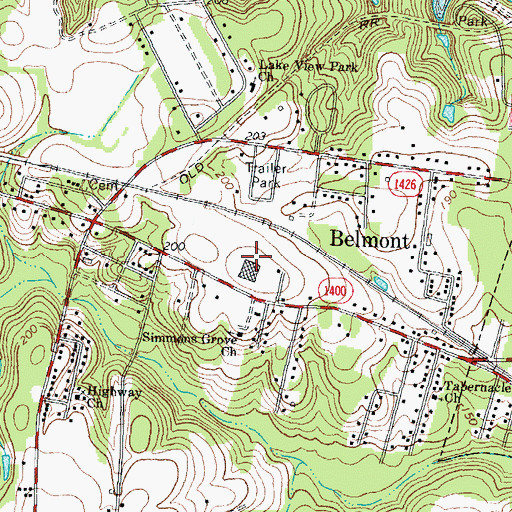 Topographic Map of Forest Hills Shopping Center, NC