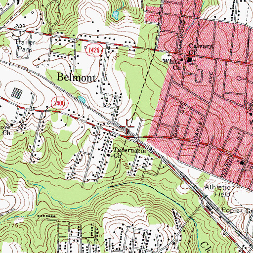 Topographic Map of Roanoke Rapids Plaza, NC