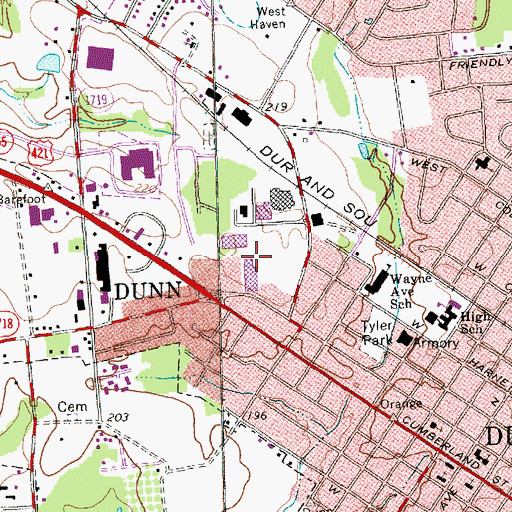 Topographic Map of Floral Gardens Shopping Center, NC