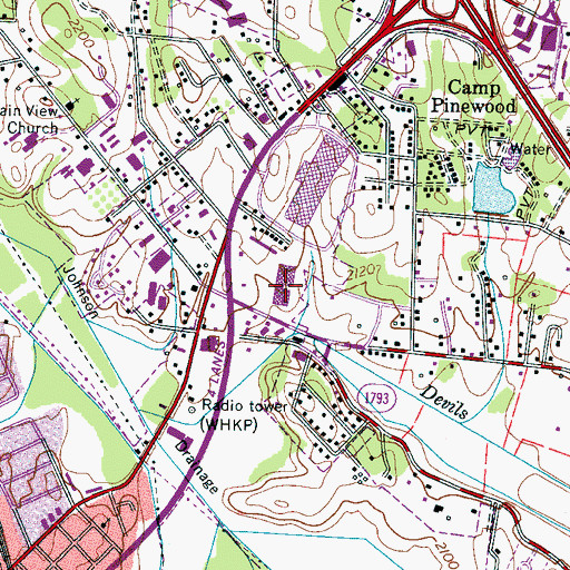 Topographic Map of Four Season Mall, NC