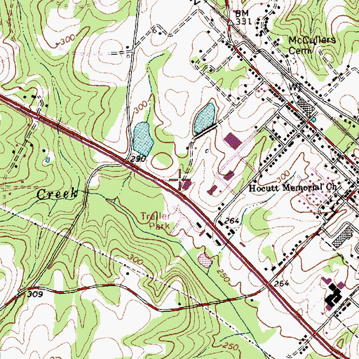 Topographic Map of Clayton Village Shopping Center, NC