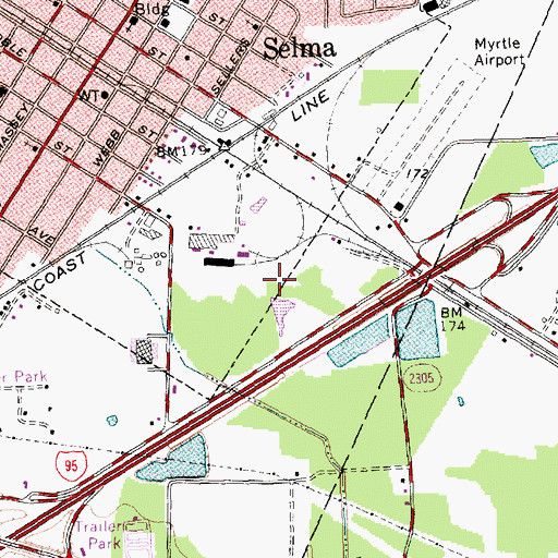 Topographic Map of Johnston Plaza, NC