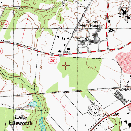 Topographic Map of Executive Park West, NC