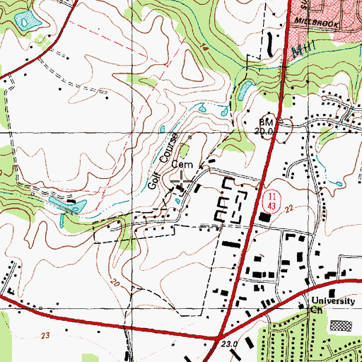 Topographic Map of Greenville Golf and Country Club, NC