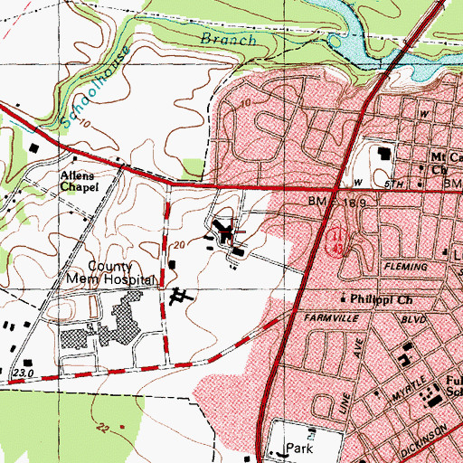 Topographic Map of Pitt County Administrative Office and Board of Education, NC