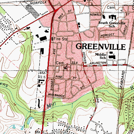 Topographic Map of Arlington Street Baptist Church, NC