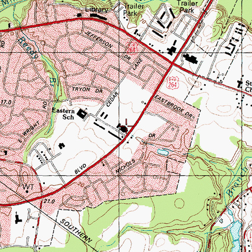 Topographic Map of Trinity Free Will Baptist Church, NC