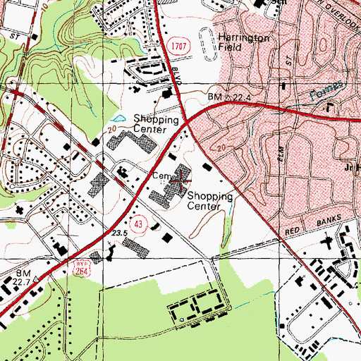 Topographic Map of The Plaza, NC