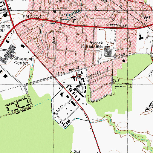 Topographic Map of Oakmont Baptist Church, NC