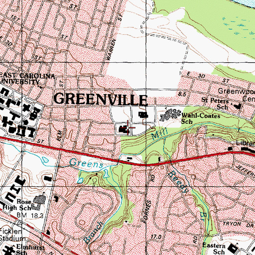 Topographic Map of Saint James Methodist Church, NC