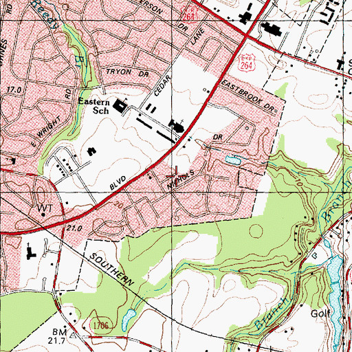 Topographic Map of Church of Christ, NC