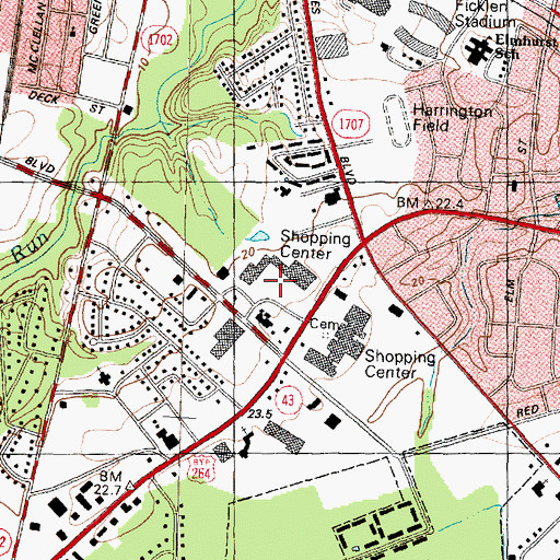 Topographic Map of Greenville Square Shopping Center, NC