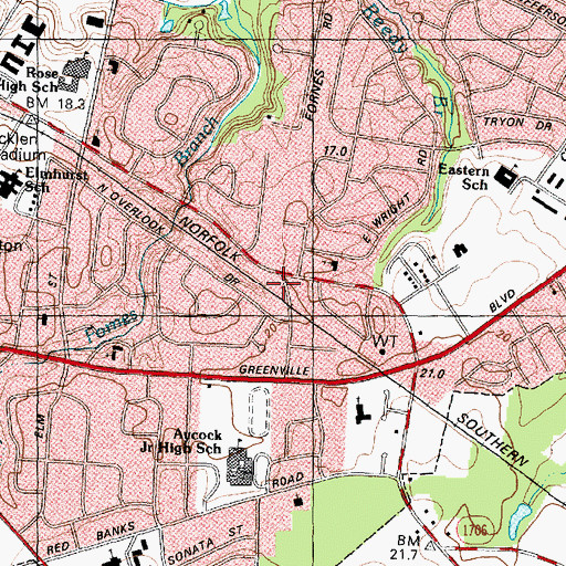 Topographic Map of Gardner Fire Station, NC