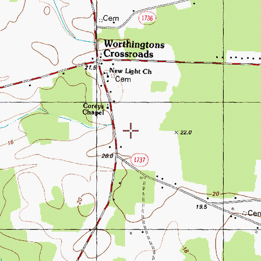 Topographic Map of Pitt County Poor Farms, NC