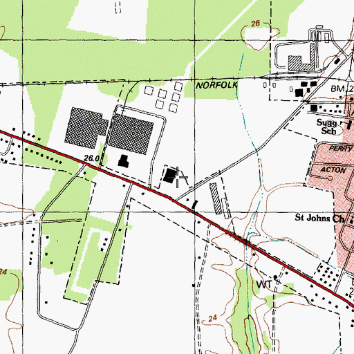 Topographic Map of Farmville Square Shopping Center, NC