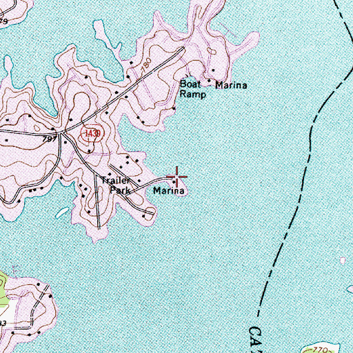 Topographic Map of Ranger Island Marina, NC