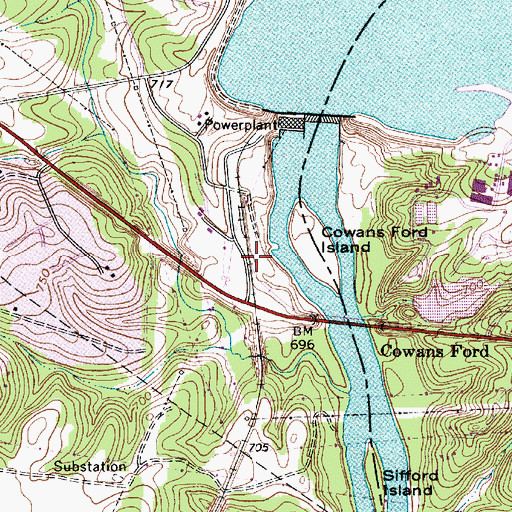 Topographic Map of Cowans Ford Overlook, NC