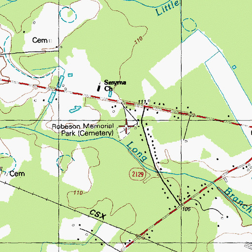 Topographic Map of Robeson Memorial Park, NC