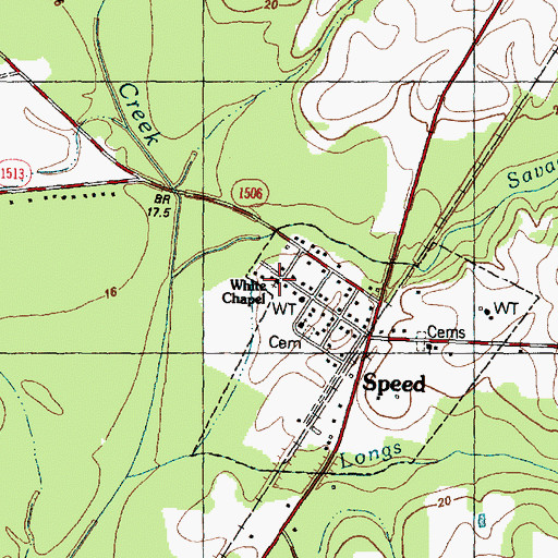 Topographic Map of White Chapel, NC