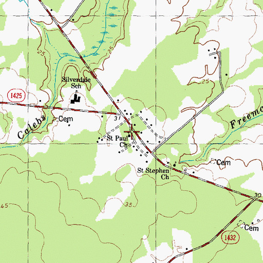 Topographic Map of Saint Paul Church, NC