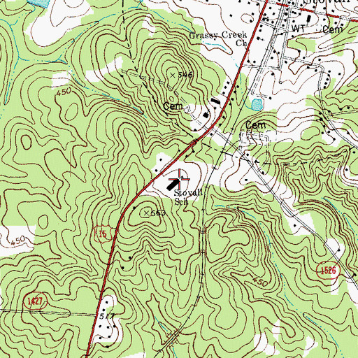 Topographic Map of Stovall School, NC
