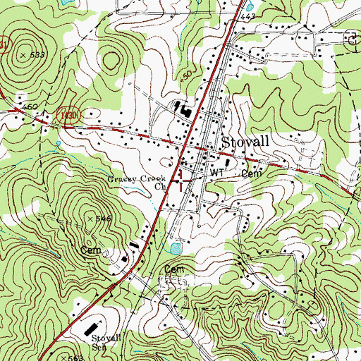 Topographic Map of Grassy Creek Church, NC