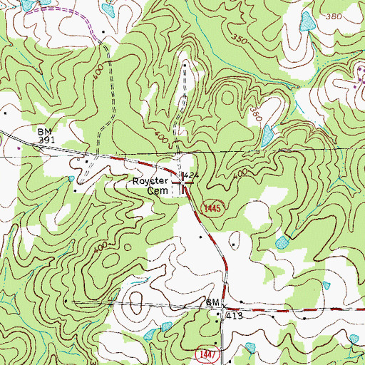 Topographic Map of Royster Cemetery, NC