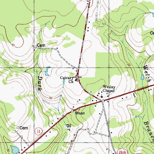 Topographic Map of Calvary Church, NC