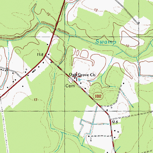 Topographic Map of Oak Grove Church, NC