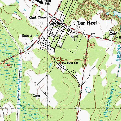 Topographic Map of Tar Heel Church, NC