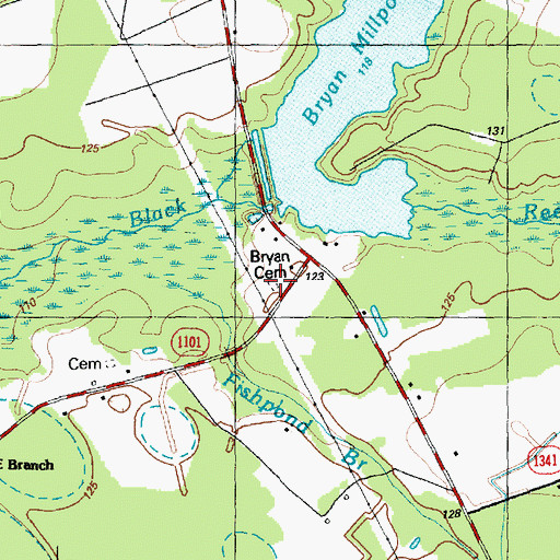 Topographic Map of Bryan Cemetery, NC