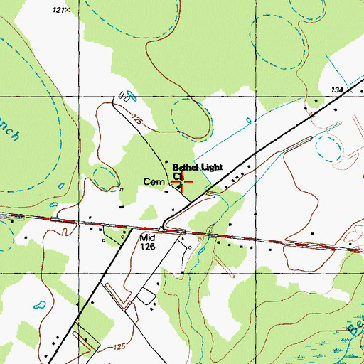 Topographic Map of Bethel Light Church, NC