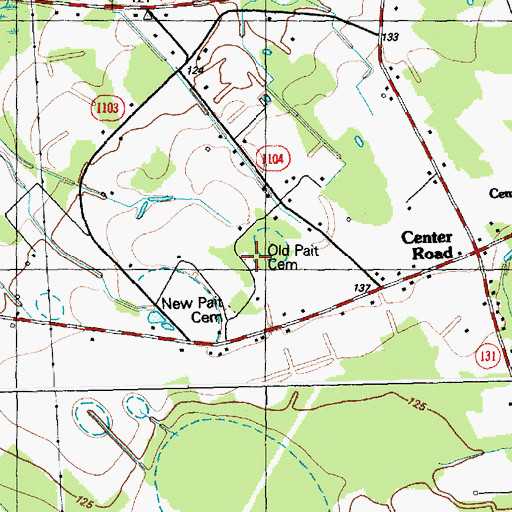 Topographic Map of Old Pait Cemetery, NC
