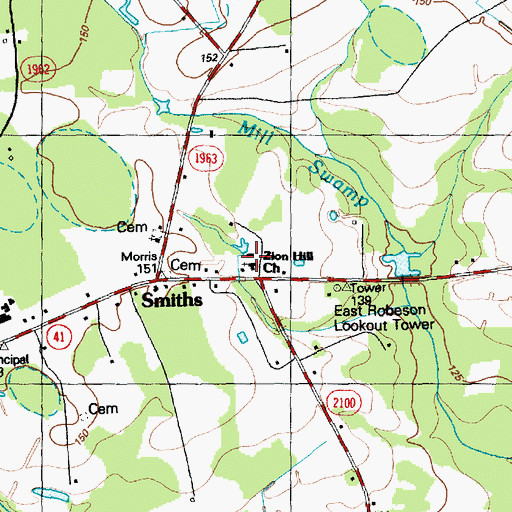 Topographic Map of Zion Hill Church, NC