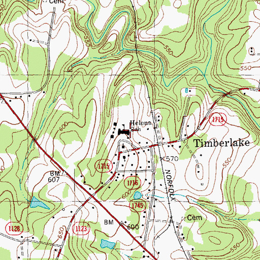 Topographic Map of Helena School, NC
