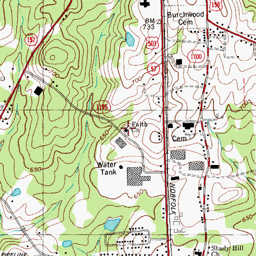 Topographic Map of Faith Church, NC