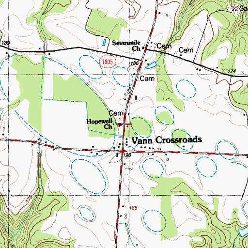 Topographic Map of Hopewell Church, NC