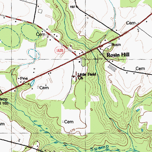Topographic Map of Little Field Church, NC