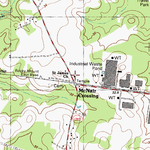 Topographic Map of Saint James Church, NC