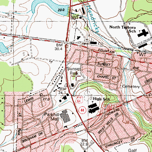 Topographic Map of Sunrise Park, NC