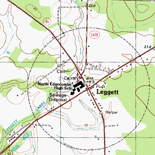 Topographic Map of North Edgecombe High School, NC