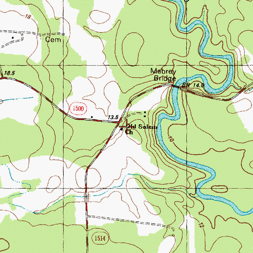 Topographic Map of Old Salem Church, NC
