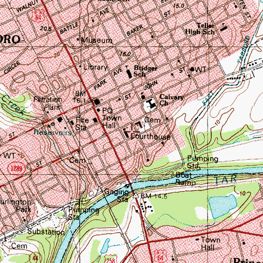 Topographic Map of Edgecombe County Courthouse, NC
