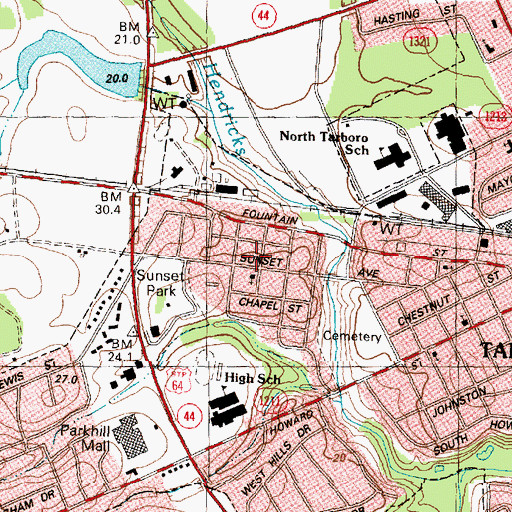 Topographic Map of Bridger School, NC