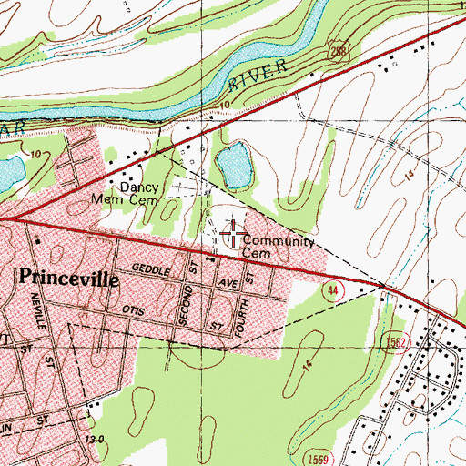 Topographic Map of Community Cemetery, NC