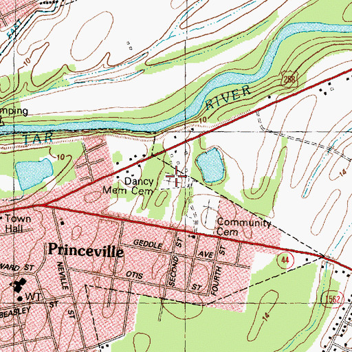 Topographic Map of Dancy Memorial Cemetery, NC