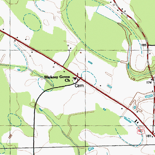 Topographic Map of Hickory Grove Church, NC