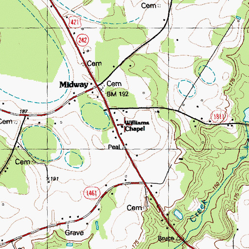 Topographic Map of Williams Chapel, NC