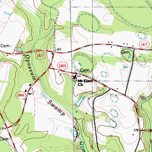 Topographic Map of Mounty Elam Church, NC