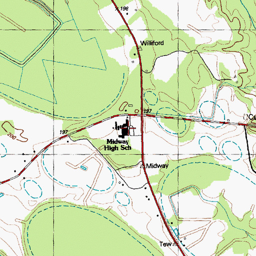 Topographic Map of Midway High School, NC